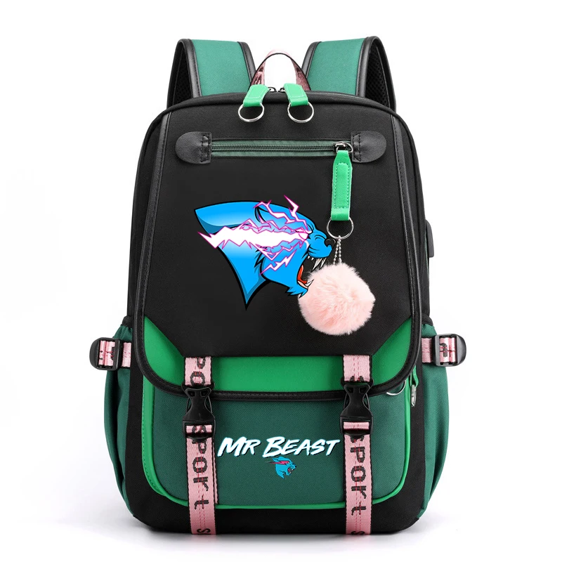 

Mr Wolf Beast Backpack Lightning Cat School bag Teenager Students Anti-theft Bookbag men Women Travel Bag Laptop Backpacks