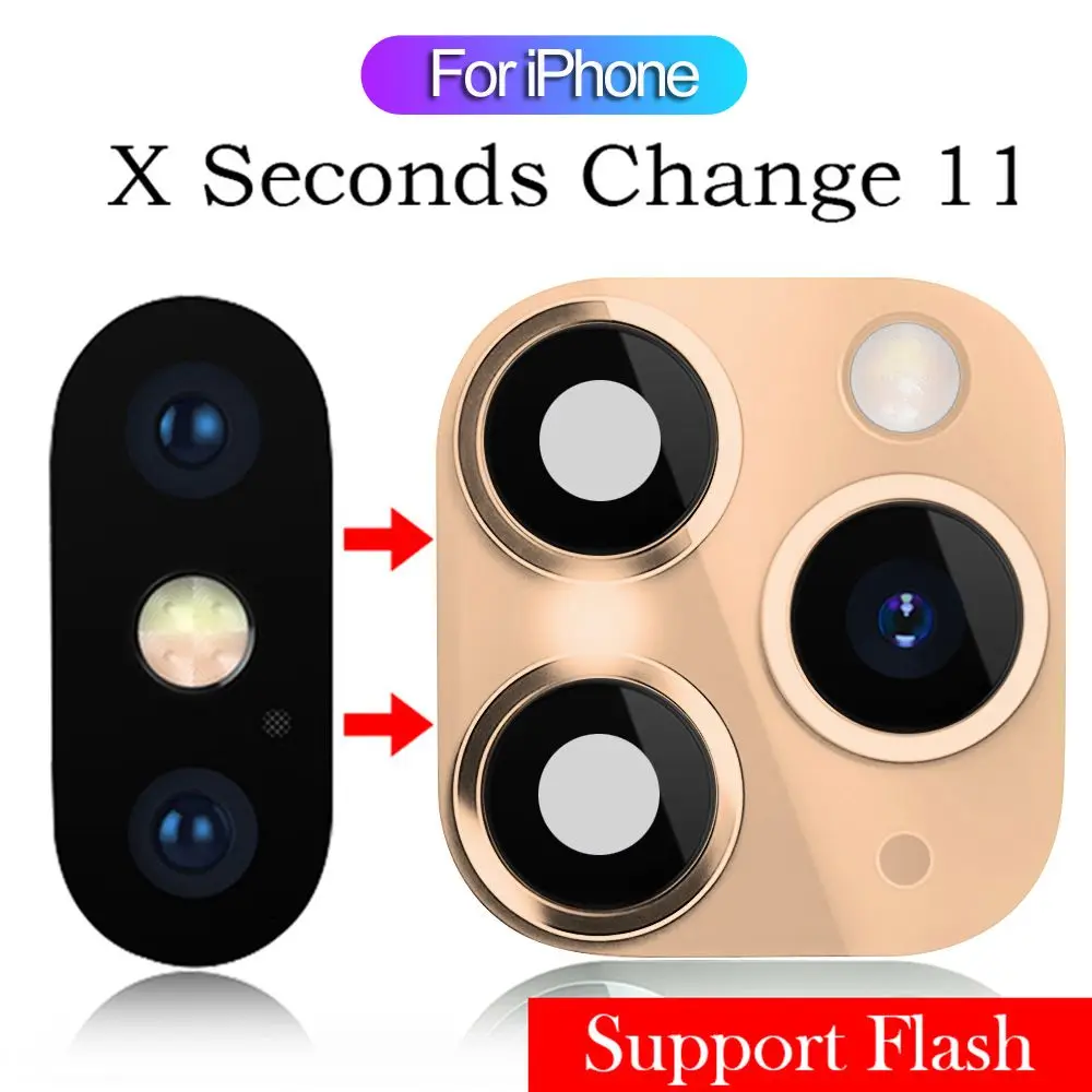 flash Mobile Screen Protector Seconds Change Cover Case Fake Camera Lens Sticker for iPhone XR X to iPhone 11 Pro Max