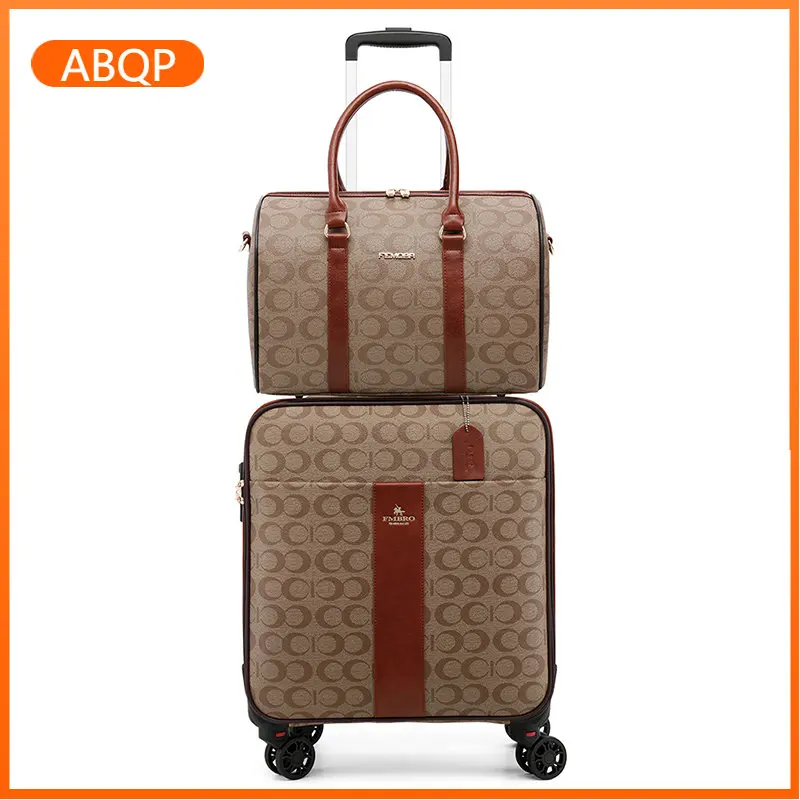 20 Inch Leather luggage set Carry-On travel Suitcase Set With Handbag Men's Luxury Trolley Case Ladies Fashion Rolling Luggage