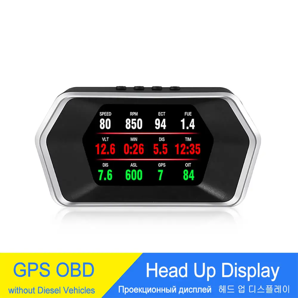 

Digital Car Speedometer Dual System Head Up Display OBD2 HUD GPS Tachometer Oil Coolant Temp Turbo Boost Display Smart Gadgets