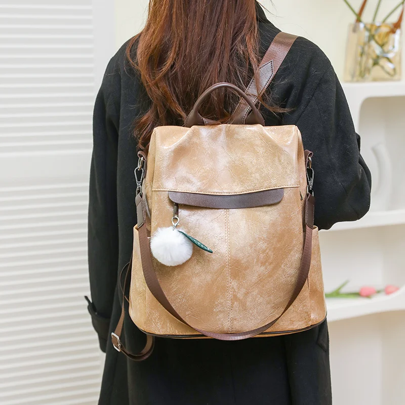 

Fashion Women Pu Backpack Vintage Travel Brand Feminina Mochila Preppy Style Leather Shoulder Bags College Girl Bagpack