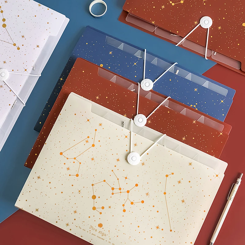 

Cute Folders, 5 Pocket Folder, Portable Accordion File Folder for Documents, Aesthetic Paper Organizer Folder