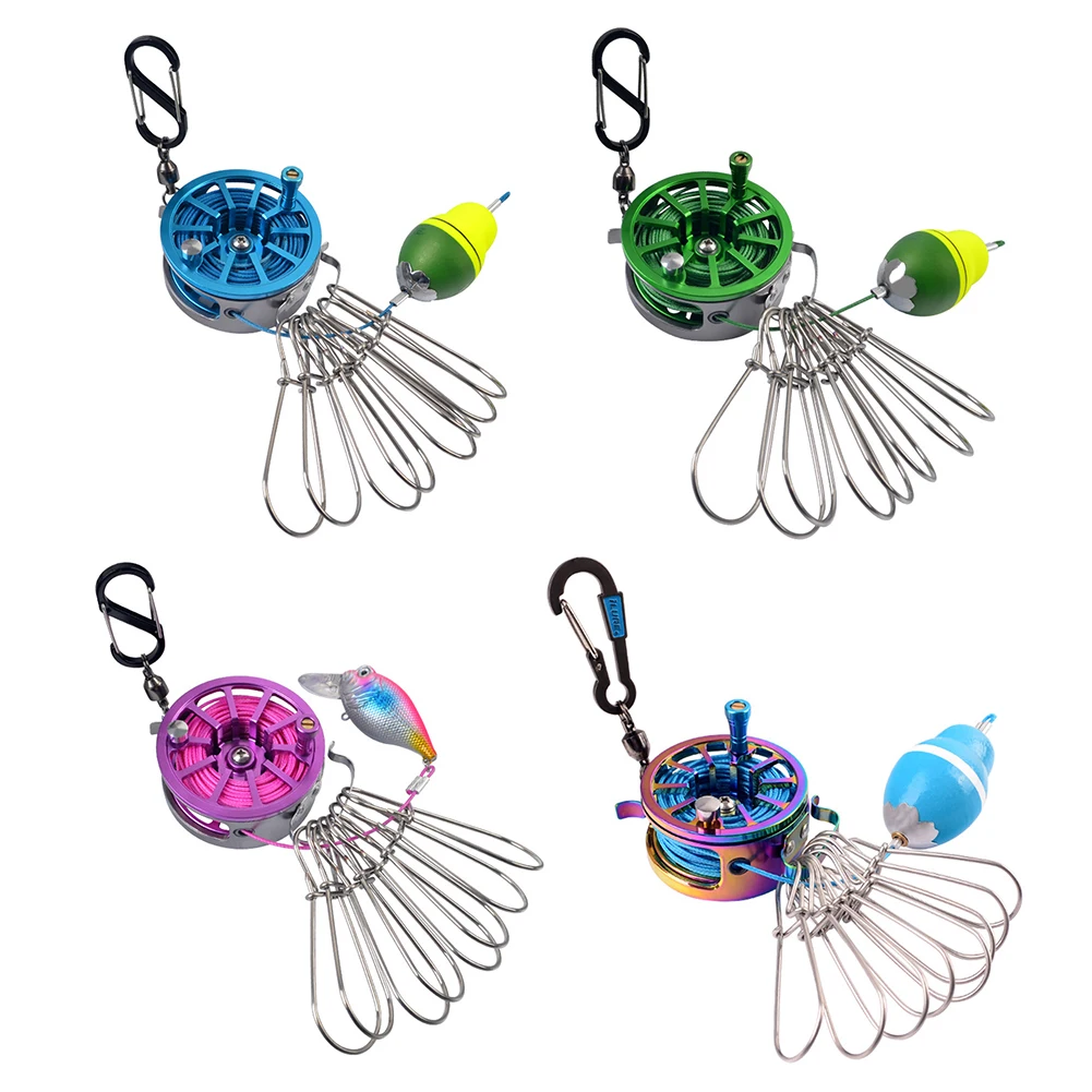 

Портативная рыболовная фиксирующая Пряжка, замок для живой рыбы, пряжка с катушкой из нержавеющей стали, 8 защелок, поплавки, Рыболовная кат...