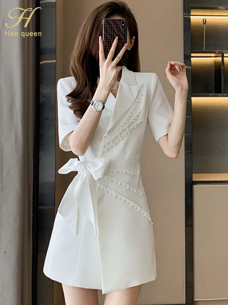 

Летнее элегантное модное винтажное платье-карандаш H Han Queen со шнуровкой и бантом, Женские Простые Офисные платья, повседневные женские платья