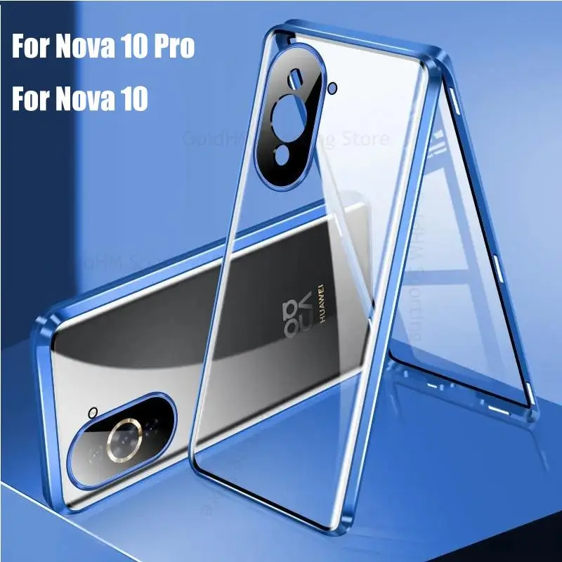 

For Huawei nova 10 Pro 9SE Tempered Glass Flip Phone Case For Nova 9 Pro 360 Double Sided Magnetic Protective Cover For Nova 10