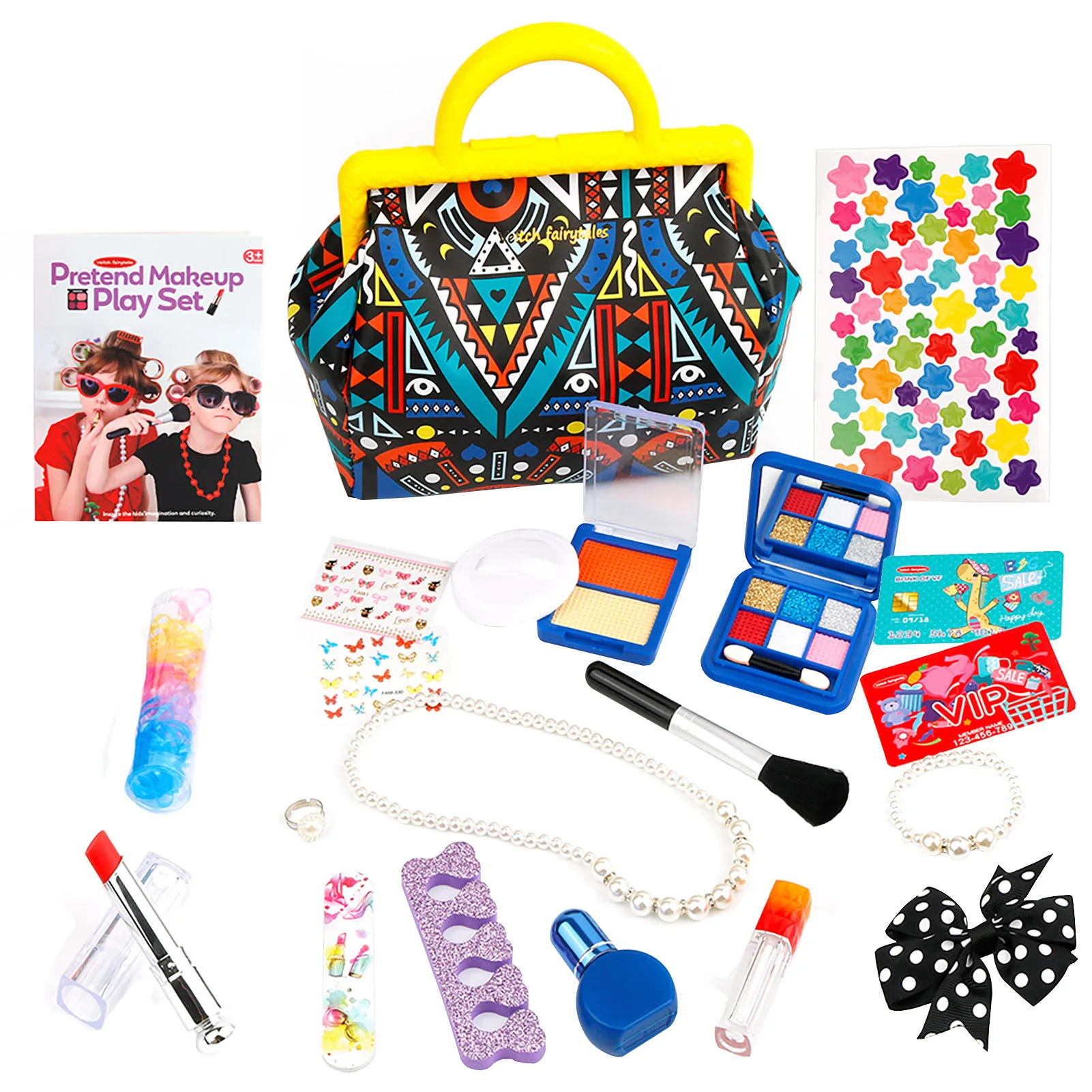 

Pretend Play Makeup Set 21pcs Fake Cosmetic Toys Kit With Cosmetic Bag Washable Beauty Role Play Kit With Smartphone Key Card