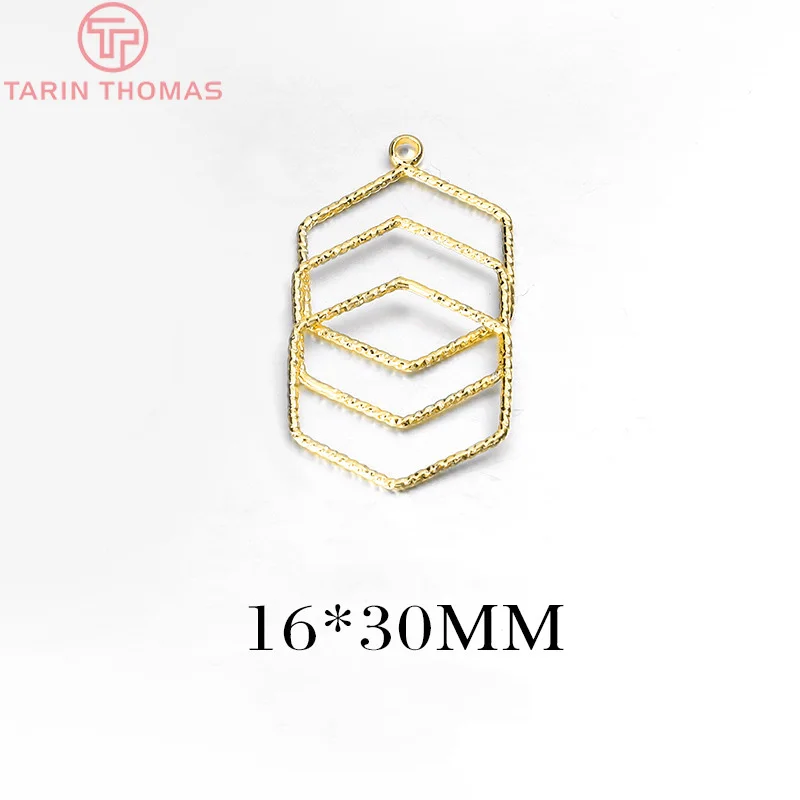(1688) 4PCS 15x37MM 20x30MM 24K Gold Color Plated Brass Geometric Shaped Earring Charm High Quality DIY Jewelry Making Findings | Украшения