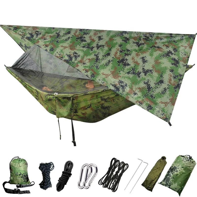 

Camping Hammock with Mosquito Net Single 캠핑 Portable Folding Hammock Parachute Portable Hammocks for Hiking Travel Backpacking