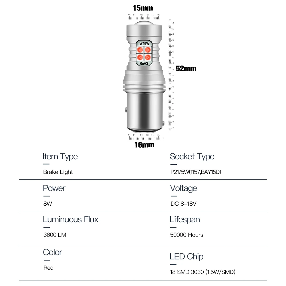 Светодиодсветильник лампа Canbus P21/5W 1157 BAY15D для Lada Granta 2190 2011-2018 Largus Priora 2171 Vesta 2015-2021 XRAY