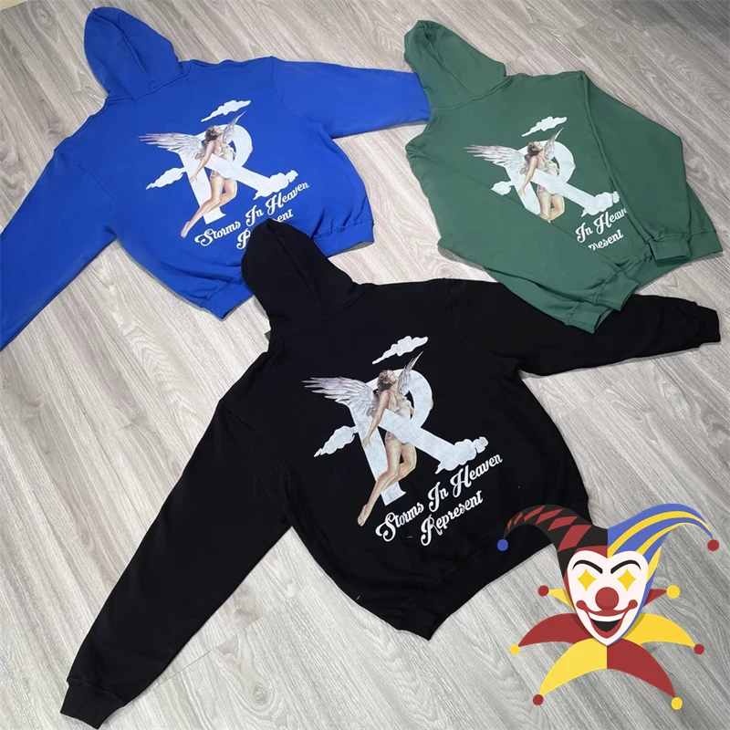 

Vintage STORMS IN HEAVEN Hoodie Men Women 1:1 Best Quality Cloud Angel Girl Print Hooded Pullovers