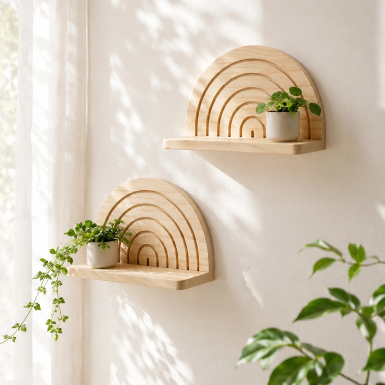 Фото Настенная полка Rainbow Wall Shelf в скандинавском стиле, деревянная, арочная, экономит место, винтажная, для детей, детской комнаты, уголка для чтения