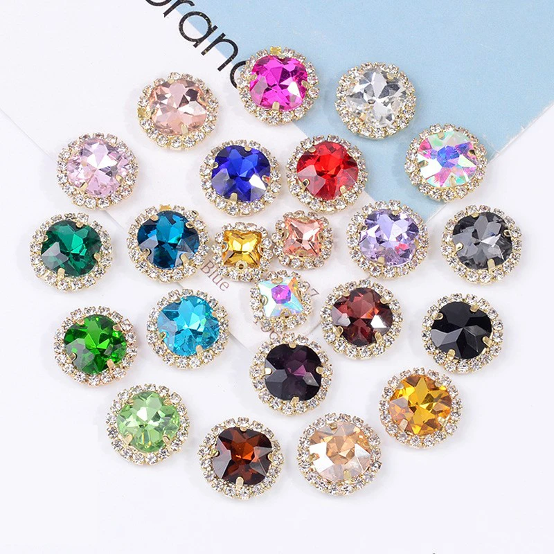 

10Pcs Cushion Square Glitter Gemstone Sew On Flatback Rhinestone Crystals for Wedding Dress Sewing Cloth Decoration Neddlework