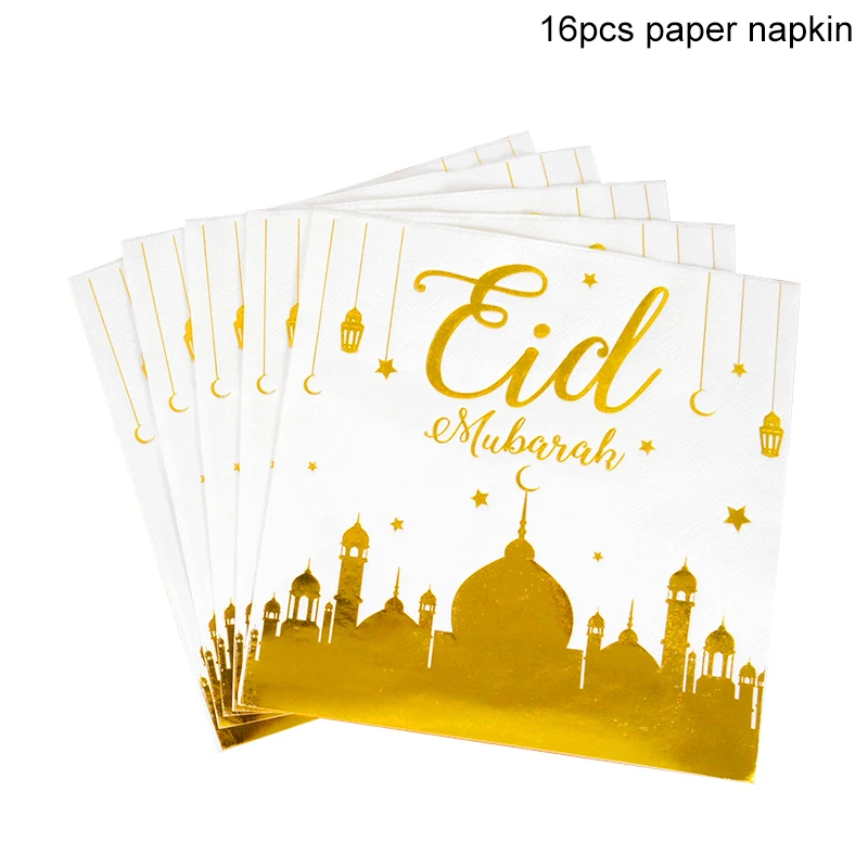 

Eid украшение Мубарак бумажные салфетки, тарелки, чашки, одноразовая посуда Рамадан, кареем, домашний декор, ИД, мусульманские аксессуары