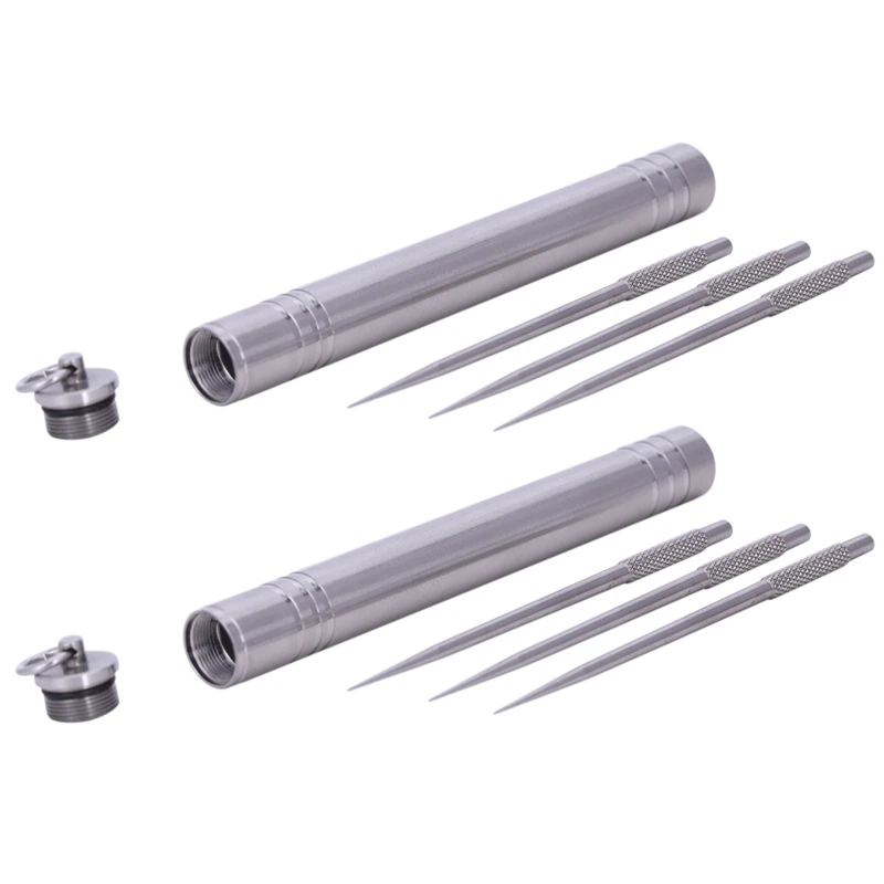 

2X Outdoor Portable Titanium Alloy Toothpicks Storage + Reusable [Non-Toxic] Titanium Alloy Toothpick