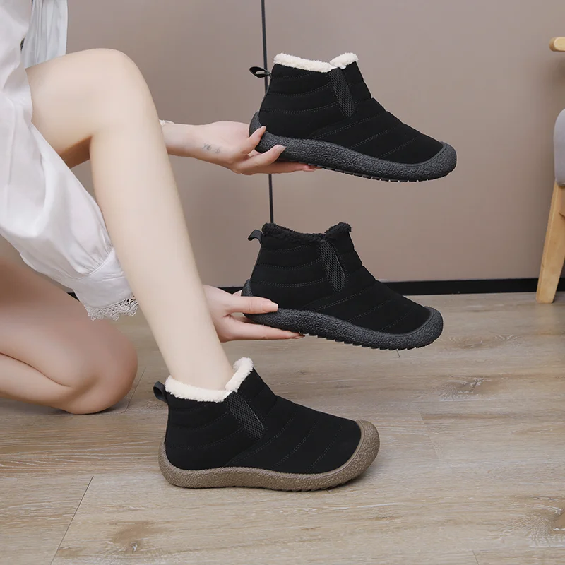 

Non Slip High Top Cotton Shoes Women's Large Middle-aged And Elderly Flat Shoes Mom's Shoes Plus Plush Short Boots Winter Warm