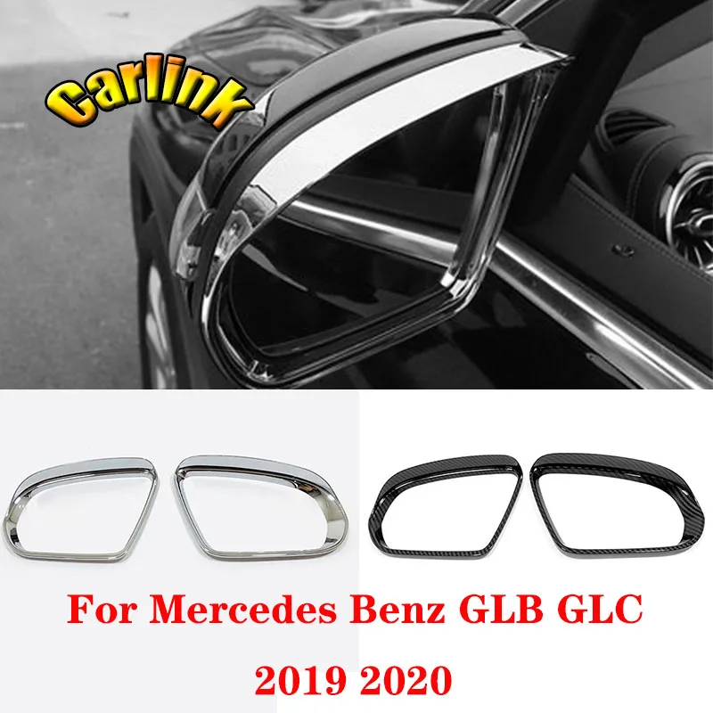 

For Mercedes Benz GLB GLC 2019 2020 ABS Chrome/Carbon Fibre Car side door rearview mirror rain eyebrow Cover Trim Accessories 2s