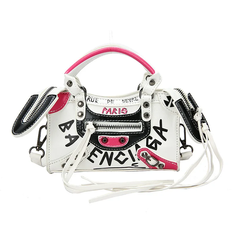 Small Female Japanese Graffiti Motorcycle Ins Fashion Small Square Niche Portable Messenger Bag