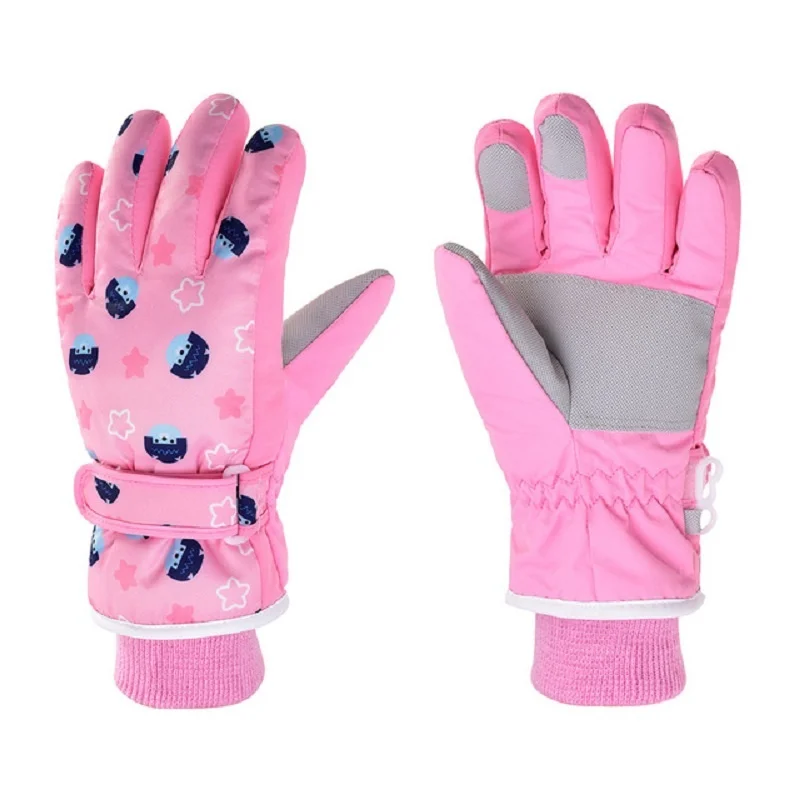Printing Outdoor Children Ski Winter Gloves Long Thread Cuffs Kids Cycling Student Climbing Baby Girl Boy Skating 4-10 Years Old