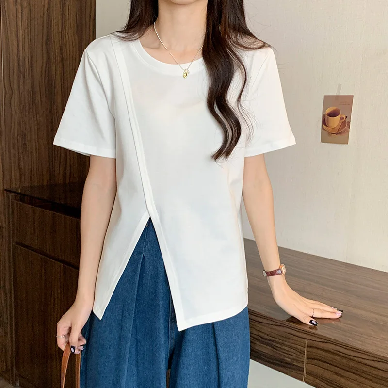 

White And Black T Shirt Women Cotton Tshirt Short Sleeve Top T Shirts 2023 Summe Korean Womens Clothing Loose Casual Camisetas