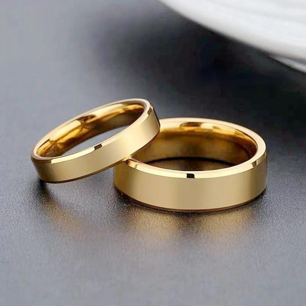 

Fashion Classic Stainless Steel Men's and Women's Rings Gold Color Glossy Couple Rings Wedding Engagement Rings Jewelry Gifts