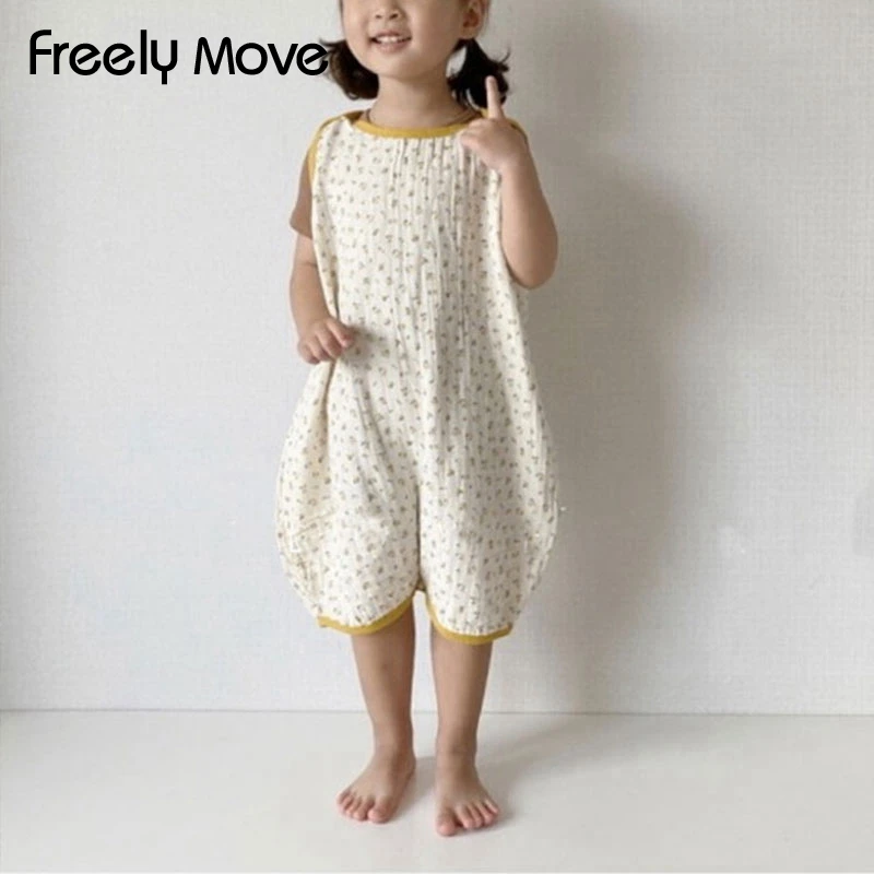 

Freely Move Fashion Baby Girls Romper Cotton Sleeveless Floral Dot Baby Rompers Infant Playsuit Jumpsuits Cute Newborn Clothes