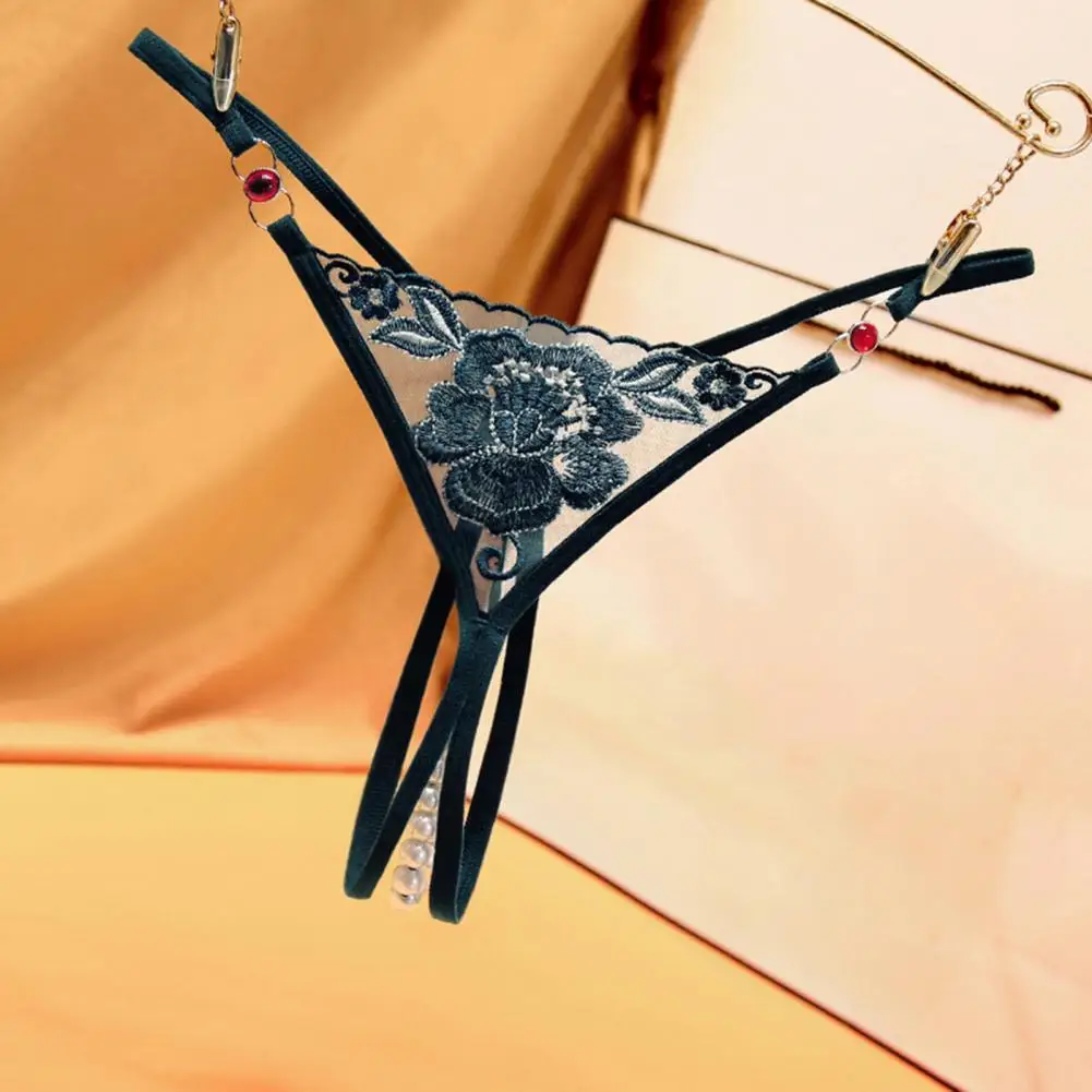 

Sexy Women Panties Flower Embroidery Pornographic Women G-string Anti-septic Women G-string for Honeymoon Lady Underpants