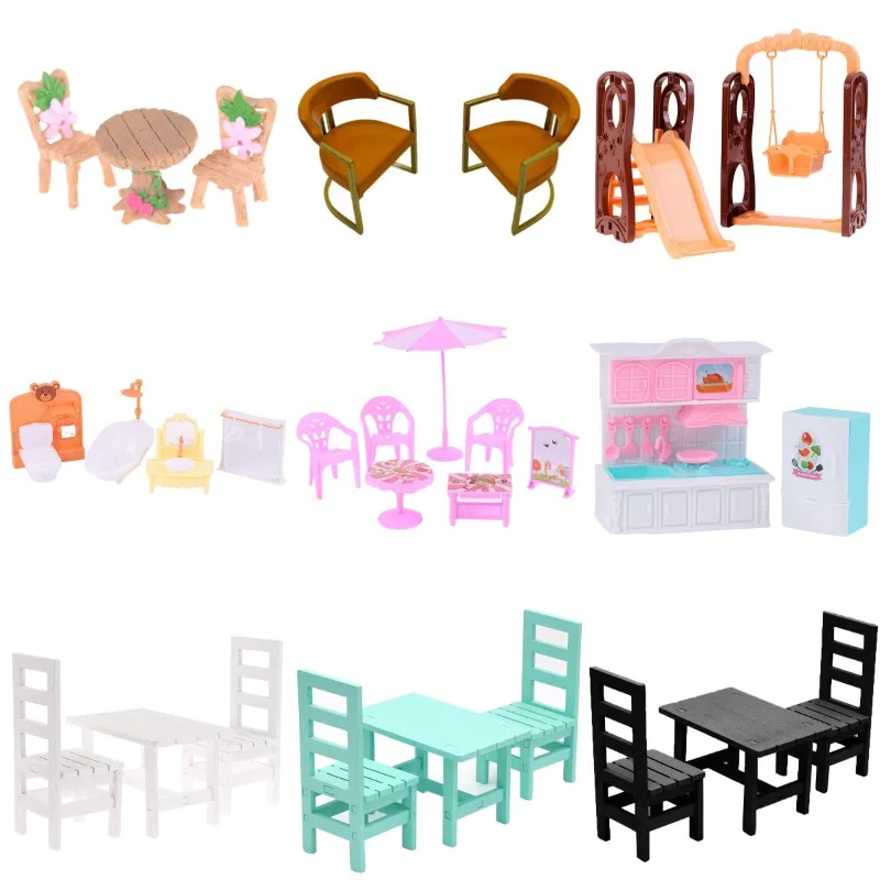 

1:12 миниатюрная мебель для кукольного домика, деревянный белый обеденный стол, стул, набор моделей, кукольный домик, кухонная мебель, игрушка