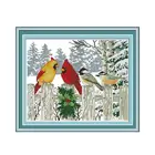 Набор для вышивки крестиком joy Sunday, зимние снежные птицы, Рождественский счастливый Набор для вышивки крестиком, зимний узор Птицы на заборе, вышивка крестиком