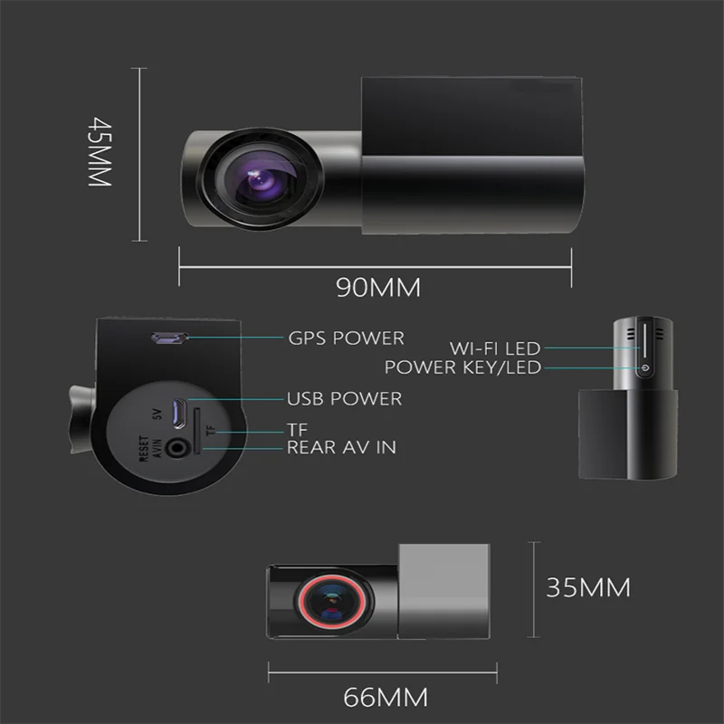 Умный Автомобильный видеорегистратор с 2 камерами 1440P WiFi GPS передний и задний Hidde
