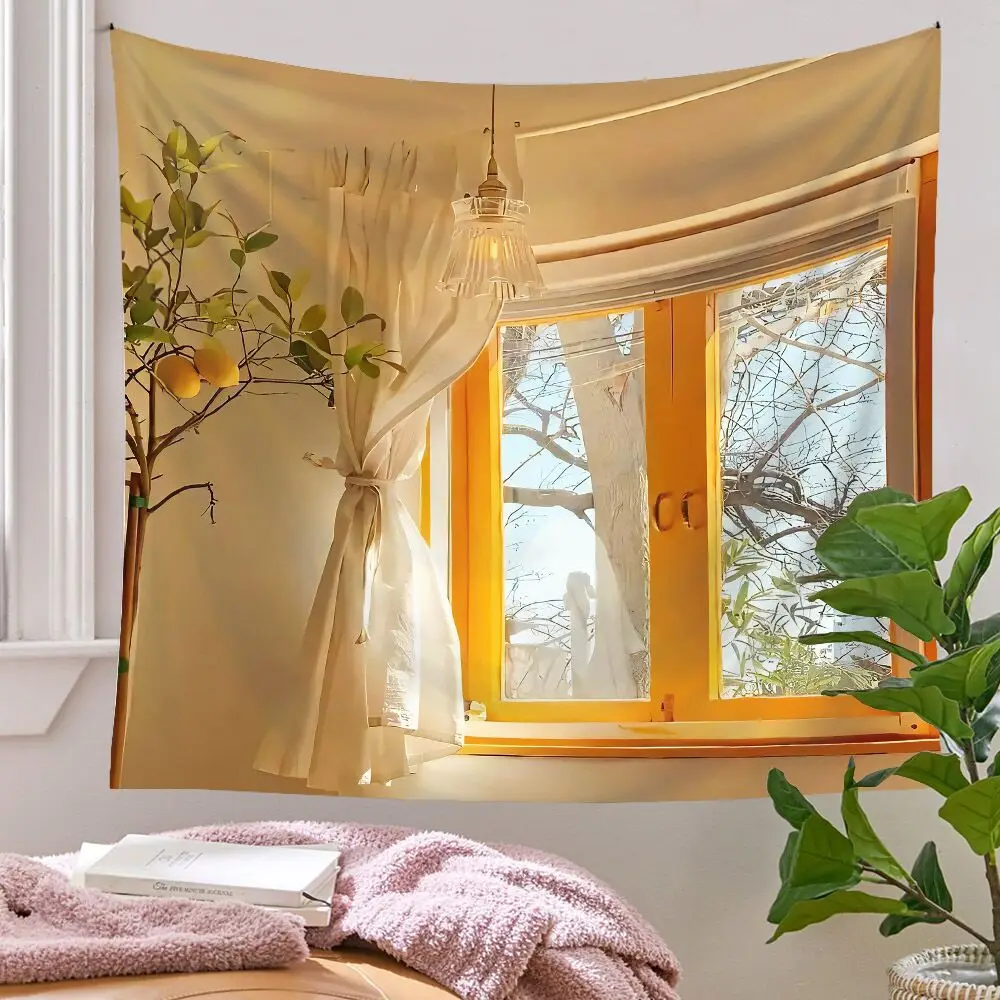 

Искусственное окно простой пейзаж Картина гобелен эстетический Декор для комнаты настенное украшение для спальни домашний повесить на сте...