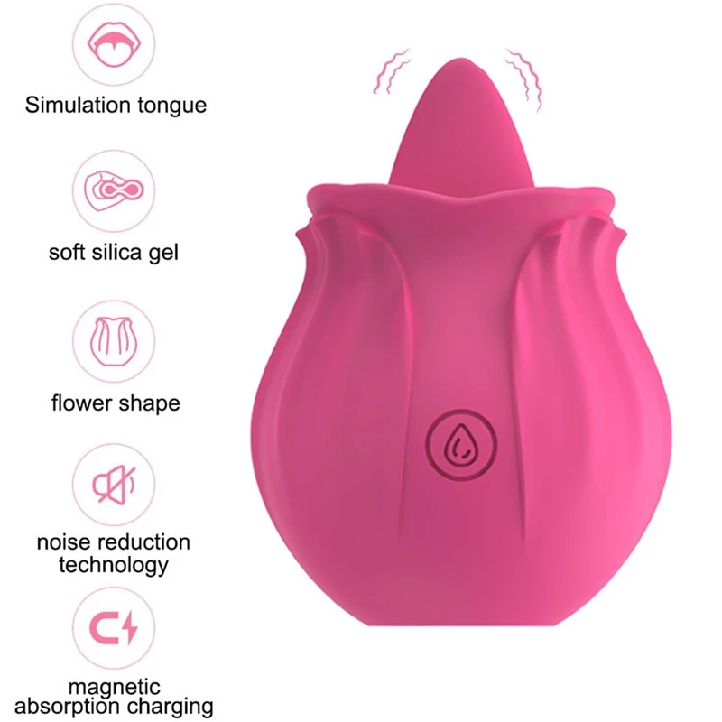 

Rose Shape Dildo Toys For Women Vibarater Tongue Vibrant Licker Vagina Stimulator 10 Modes Oral Clitorals Stimulator Adullt