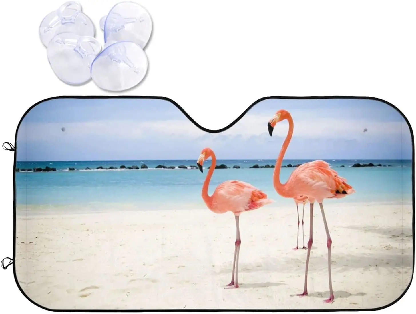 

Cute Flamingos Beach Summer Front Windshield Sun Shade Auto Sunshade for Car Truck SUV-Blocks UV Rays Sun Visor Protector-Keeps