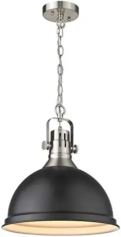 

inch Farmhouse Ceiling Pendant Light, Vintage Metal Hanging Light with Dome Shade, Oil Rubbed Bronze Finish, 4054L ORB