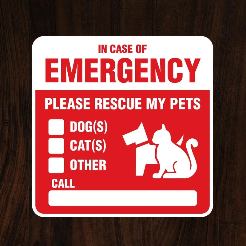 

15CM/35CM/50CM 1 PCS DOG CAT EMERGENCY STICKER - Pets Alone Inside Survival Rescue Warning Help