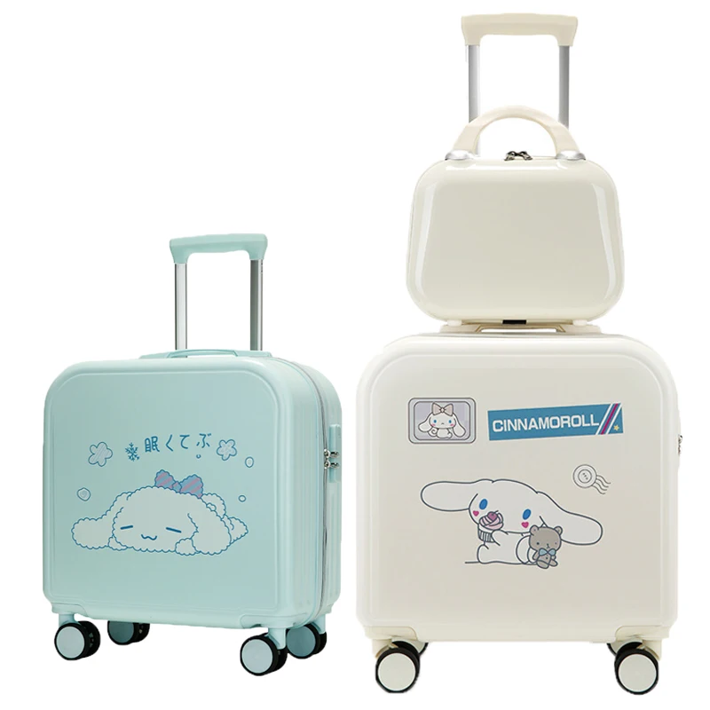 Sanrio Anime Cinnamoroll Handle Suitcase 18" PC Aluminum Travel Luggage Rolling Spinner Wheels Girl Kawaii Cosmetic Storage Box