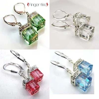 fashion new blue green square earrings personality exquisite banquet jewelry