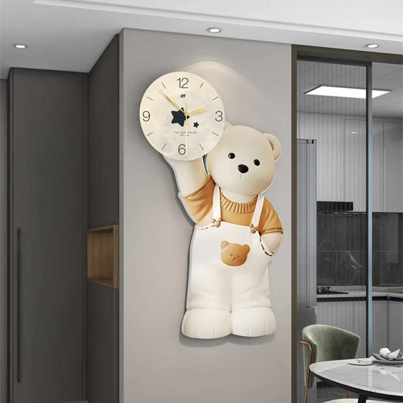 Настенные часы 3D с милым медведем, большие часы в современном стиле для дома, гостиной, бесшумные украшения для стен