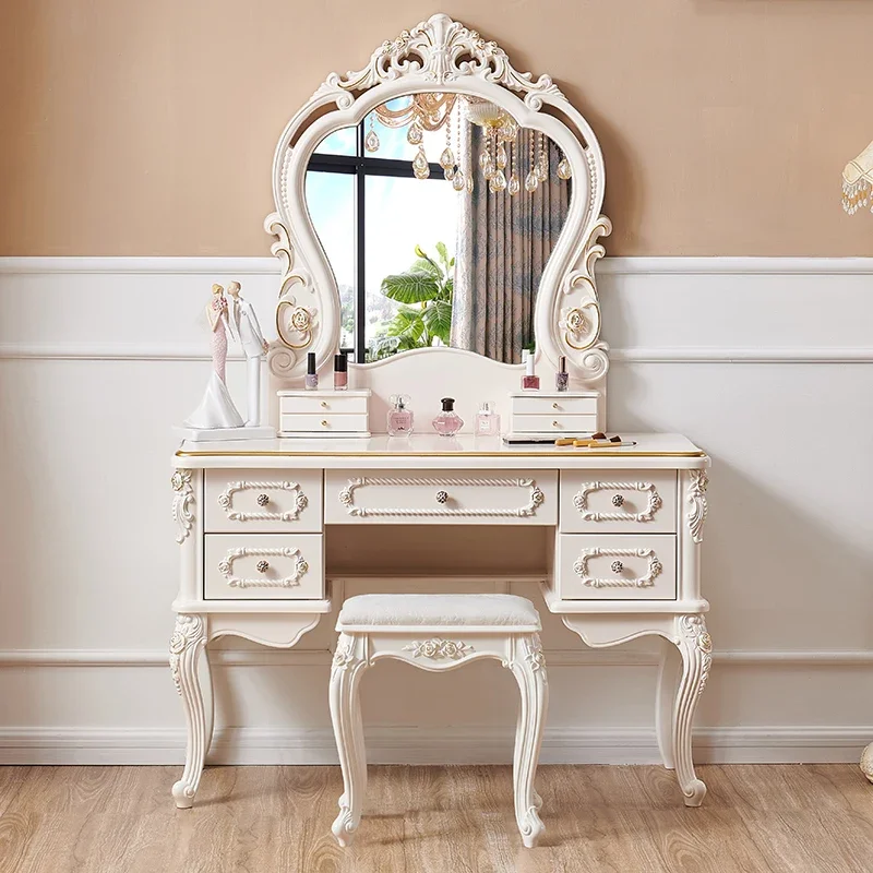 

Modern White Vanity Tables Mirror Bedrooms Nordic Luxury Vanity Table Makeup Storage Cabinet Tavolo Trucco Home Furniture WZ50VT