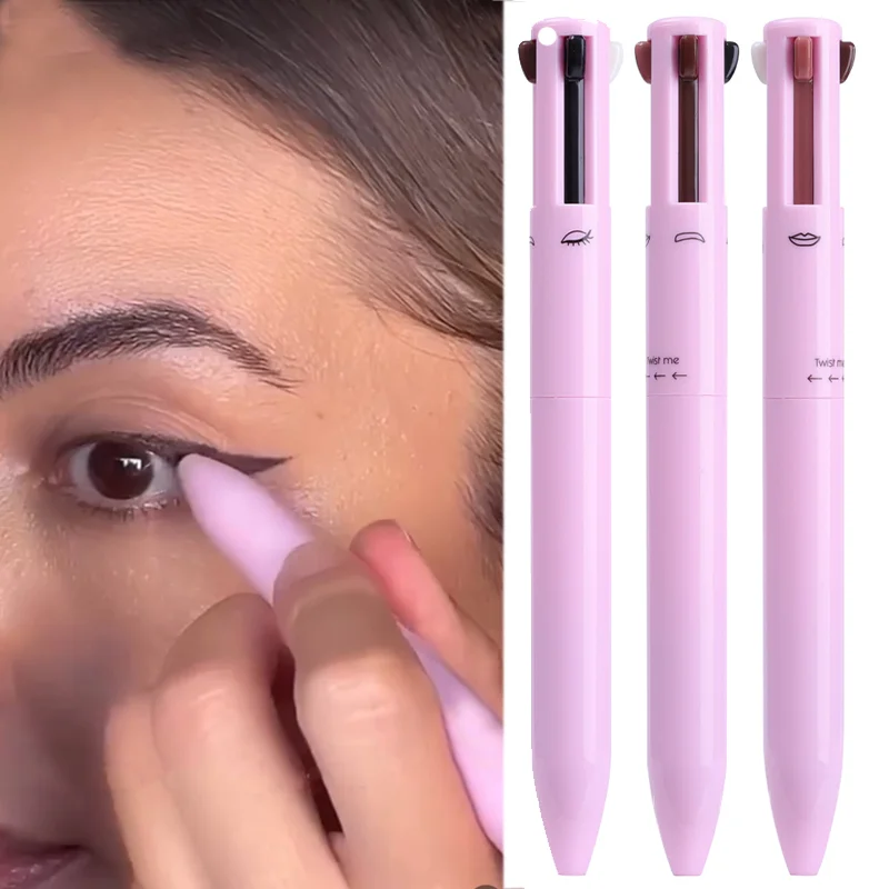 4 In 1  Eyebrow Pencil Lip Liner Highlighter Pen Waterproof 