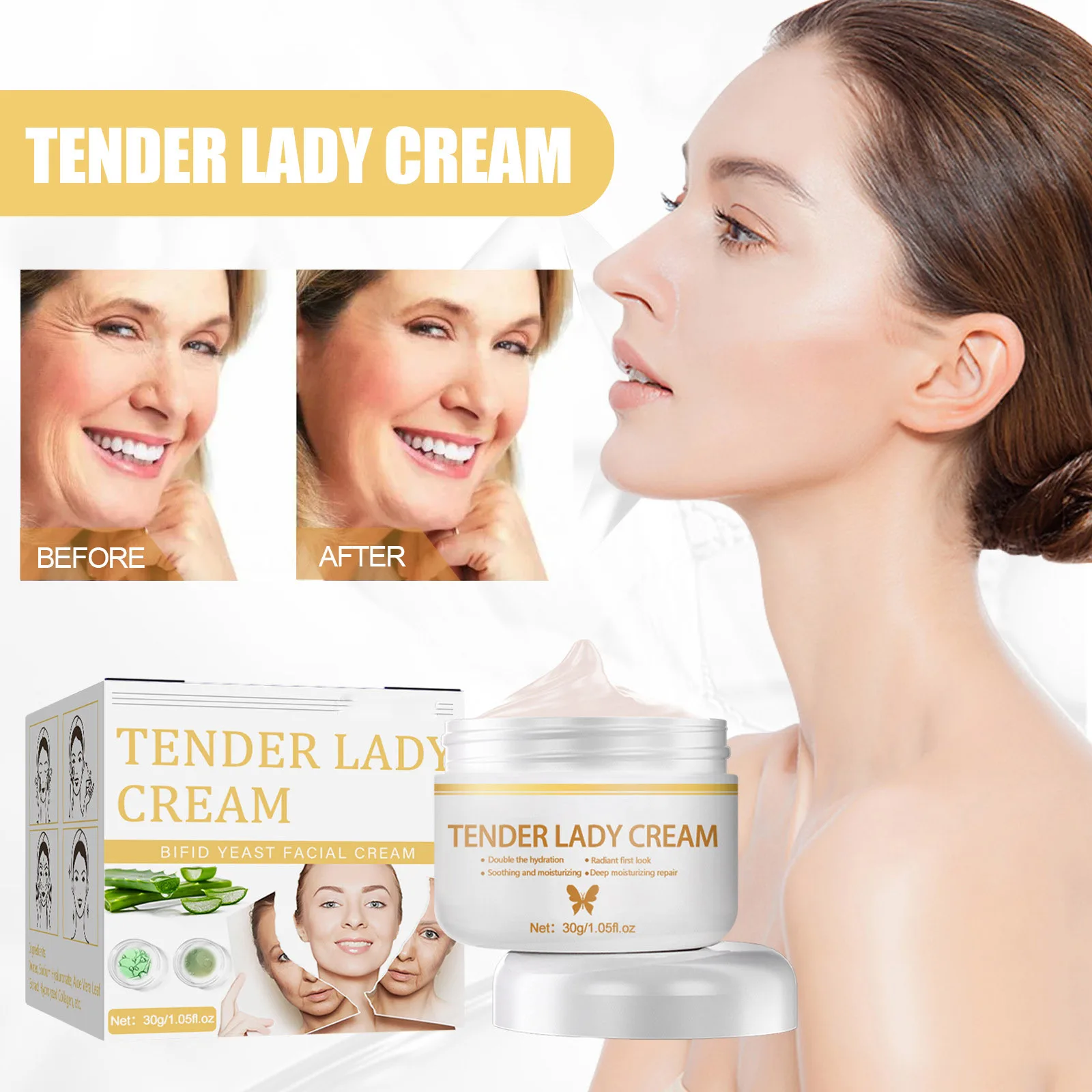 

Two-split Yeast Cream Firming Anti-wrinkle Hydrating Moisturizing Cream Brightening Skin Whitening Rejuvenating Skin