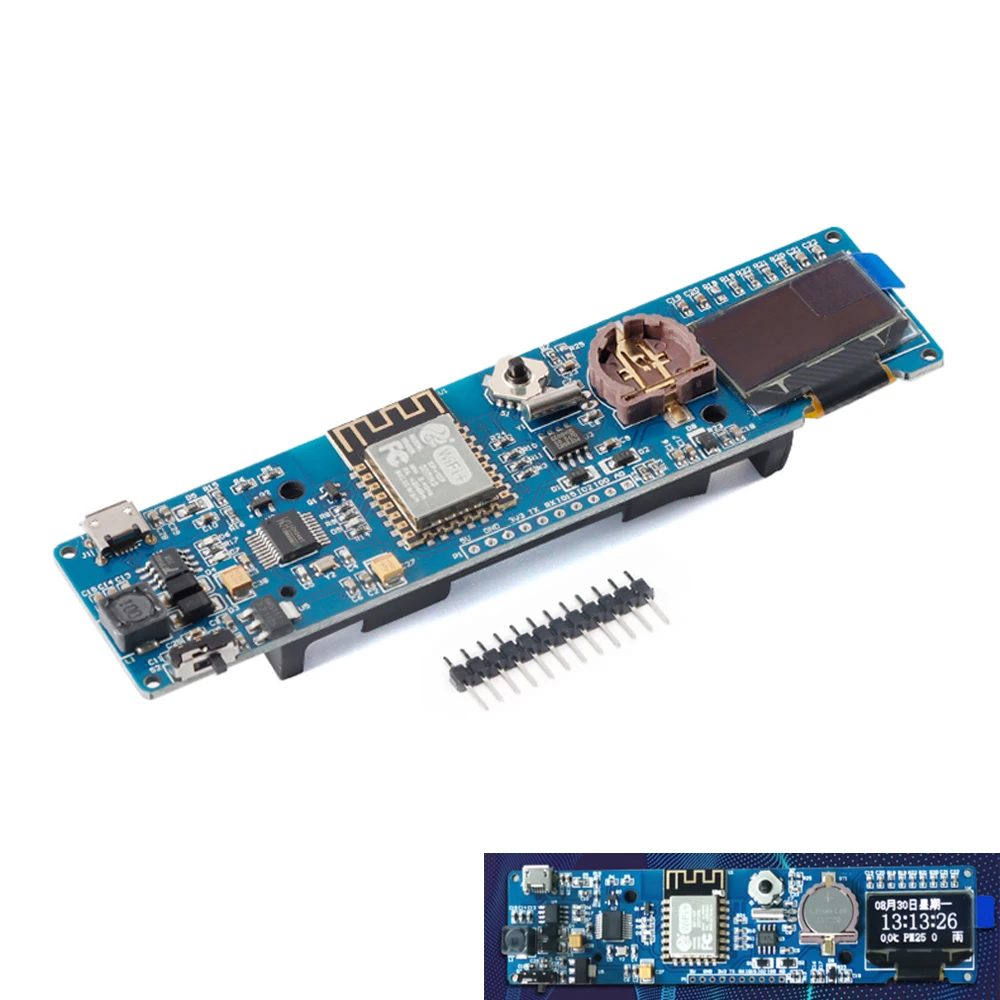 

ESP8266 Weather Clock Module 8266 clock development board 0.96 inch OLED screen display 18650 battery socket