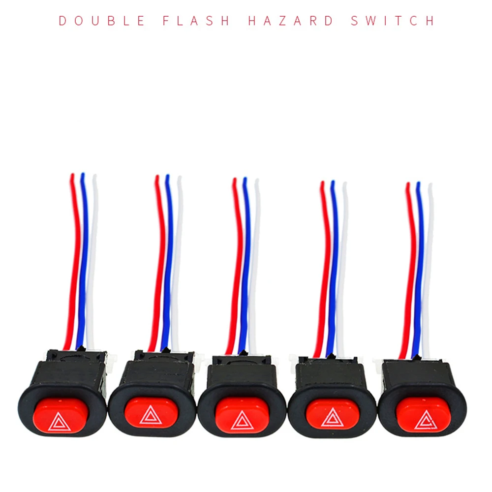

Youwinme 10pcs Motorcycle Double Flash Turn Signal Flasher Switch Button Warning Emergency Lamp with 3 Wires Built-in Lock