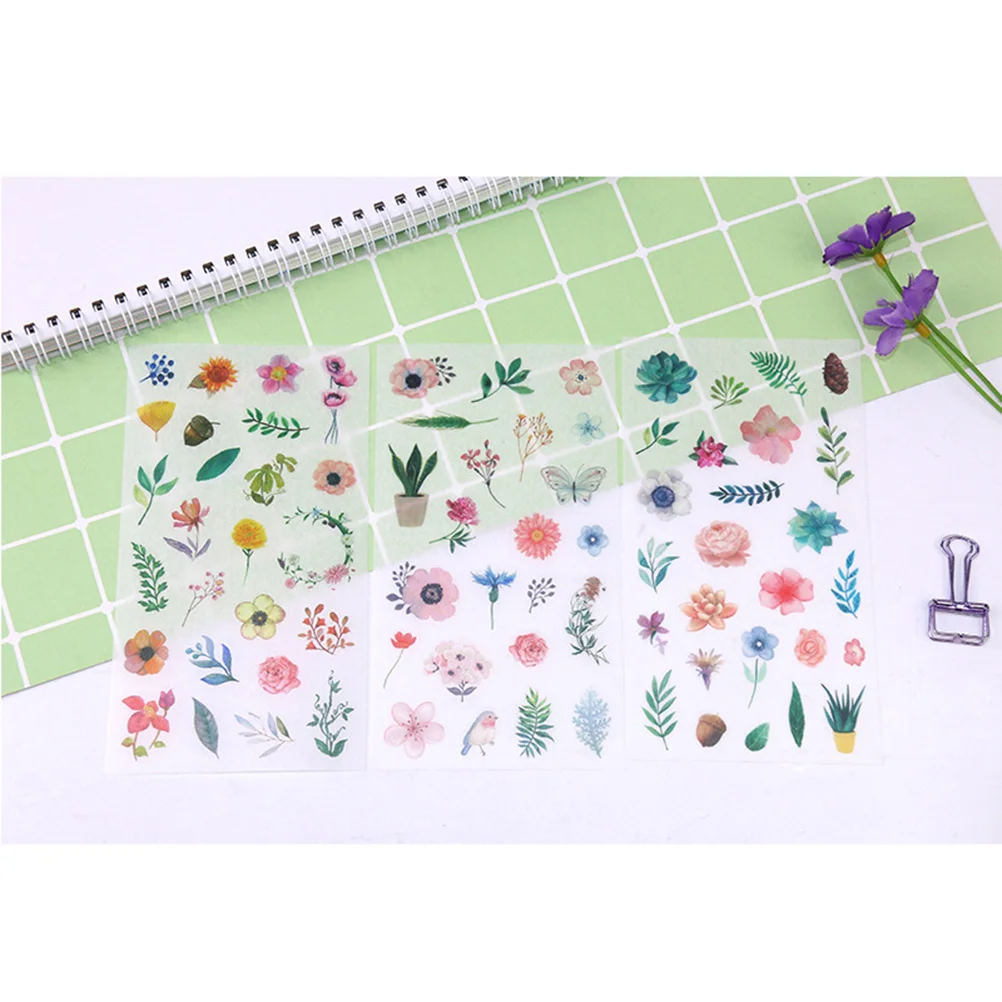 

3 Sets of Japanese Paper Stickers Unique Charming DIY Decorative Pastes for Scrapbook