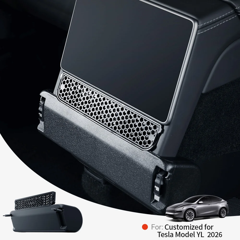 Фото YZ Для Tesla Model YL Juniper: Задняя накладка на воздуховод 3-в-1 с USB-хабом 60 Вт, док-станцией и автомобильным ароматизатором, аксессуары 2026 года №1