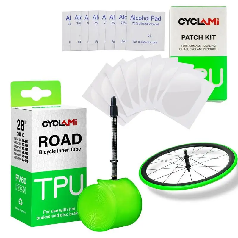 

Bicycle Tubes Tire Tube Tire Inner Tube 700c 18 25 28 32 Road MTB Bicycle TPU Material Tire 60mm 80mm Length French Valve