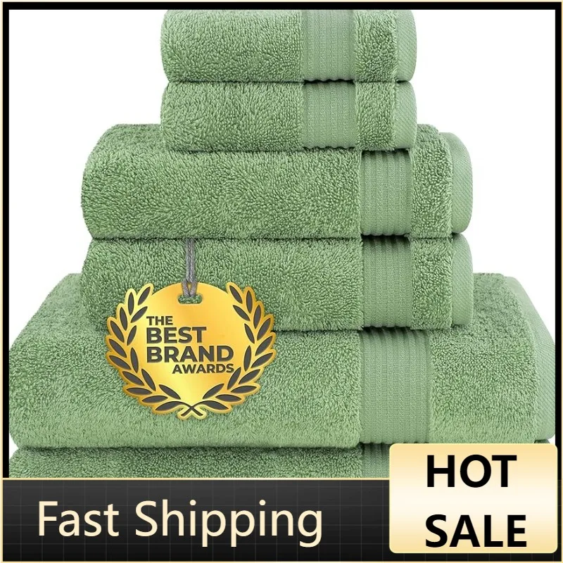 

Мягкие абсорбирующие полотенца из 100% турецкого хлопка для ванной комнаты, 6 шт. зеленого цвета