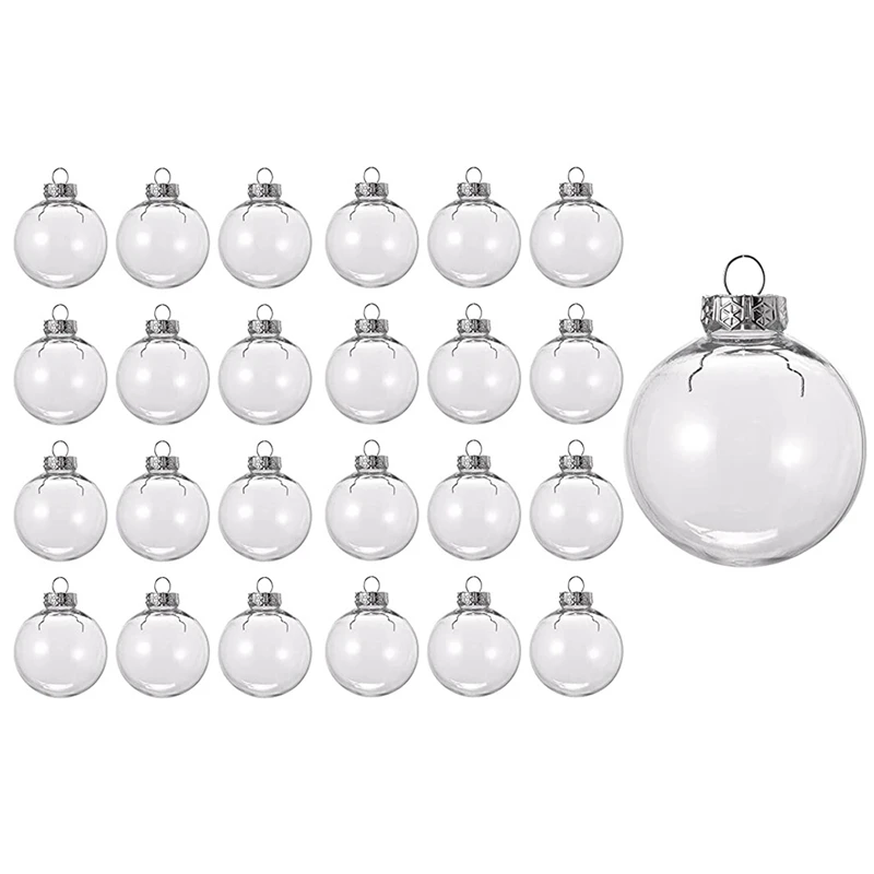 

24PCS Clear Plastic Fillable Christmas Balls 8Cm DIY Xmas Tree Ornament Decoration Arts Crafts