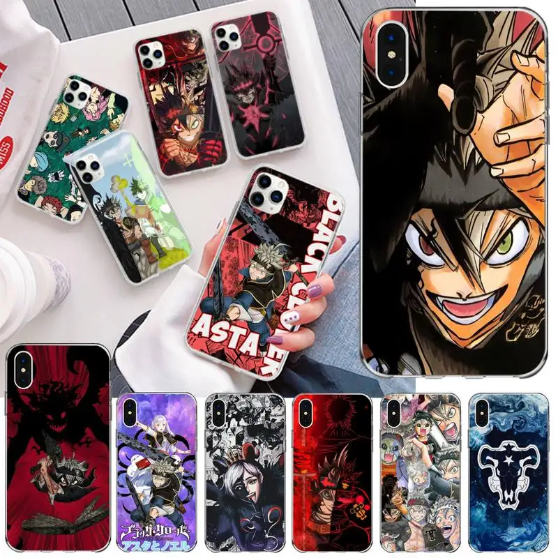 

Anime Black Cover Asta Phone Case For iphone 13 12 11 Pro Mini XS Max 8 7 Plus X SE 2020 XR Silicone Soft Cover