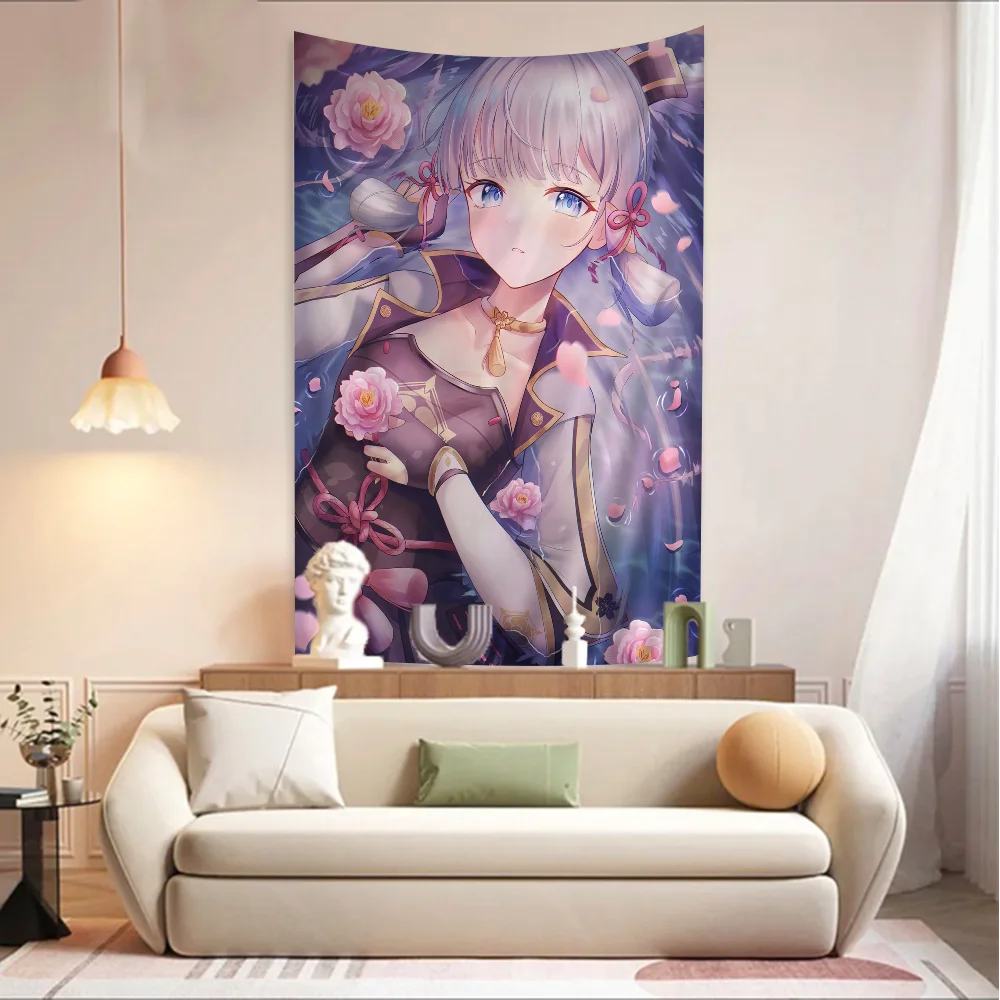 G-Genshin I-Impact Kamisato Ayaka Cartoon Tapestry Bohemian Wall Tapestries Mandala Home Decor