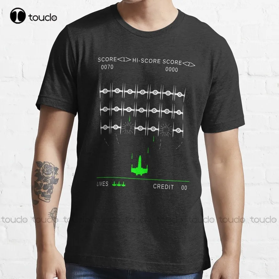 

Star Space Invaders Shirt Tie Fighter X Wing Retro T-Shirt Mens Dress Shirt Custom Aldult Teen Unisex Digital Printing Tee Shirt